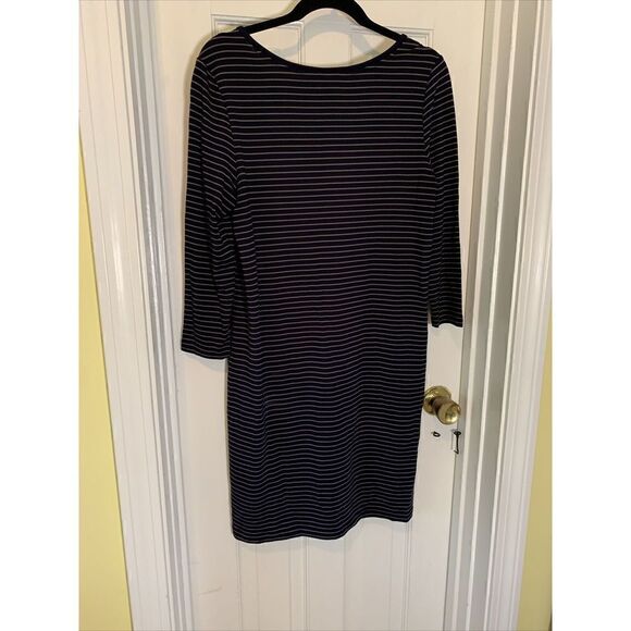 Fleur Bleue Dress Shift Striped Navy Blue Green Women's Medium M - Picture 5 of 5